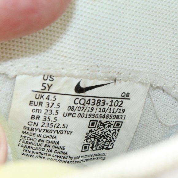 Nike Drop Type Evergreen Aura White Leather Premium Casual Shoe Size 5 Y - Picture 7 of 9